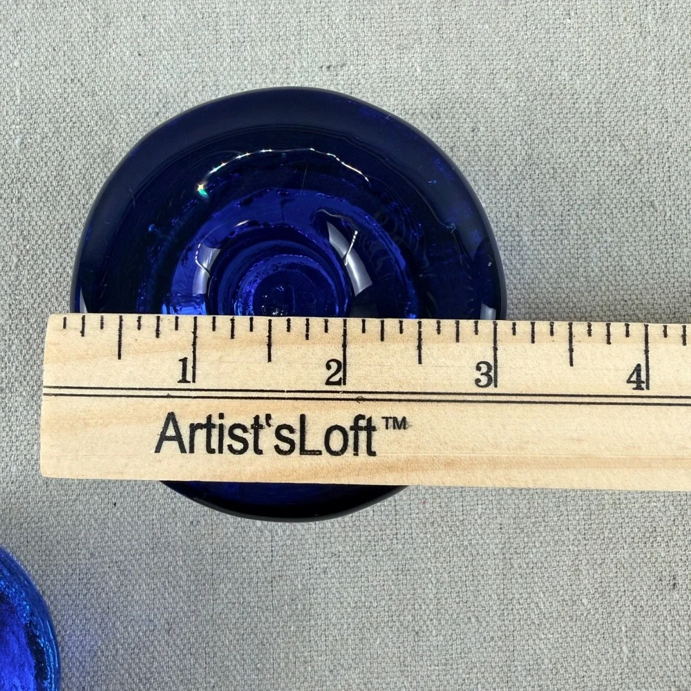 Blenko‎ 990A Cobalt Blue Pucks Glass Candle Holders Don Shepherd